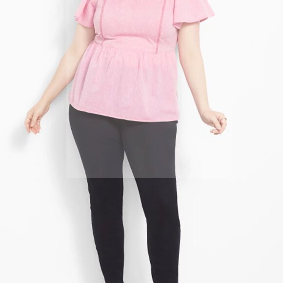 Lane Bryant - Classic Short Sleeve Peplum Blouse Linen 14/16 - Picture 2 of 3